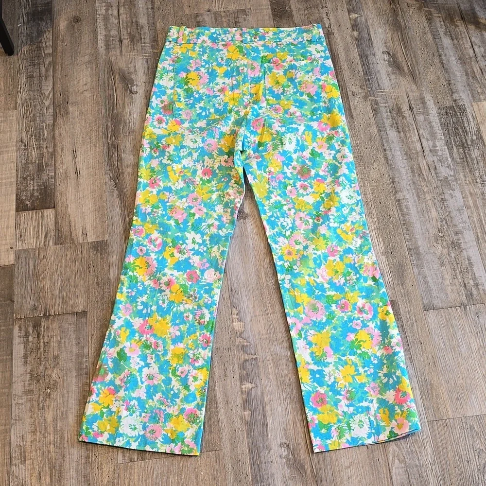 ZARA| Floral Printed‎ Linen Blend| Flare Trousers| Size 4​